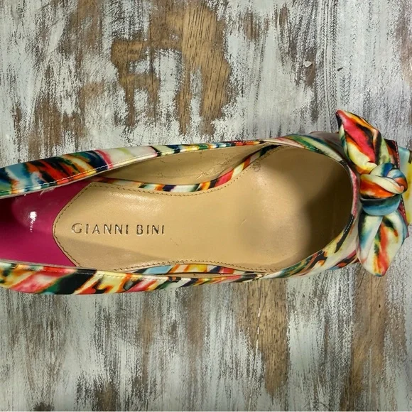 Gianni Bini Platform Peeptoe Pumps Heels 9.5 Vibrant Multicolor - Picture 7 of 13